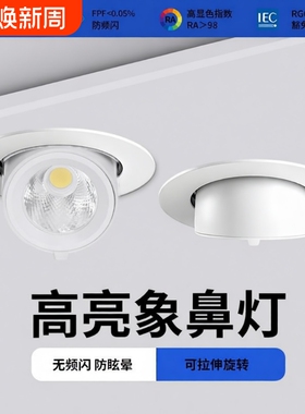 象鼻灯射灯嵌入式筒灯ledcob天花灯店铺商用家用客厅可调角度开孔