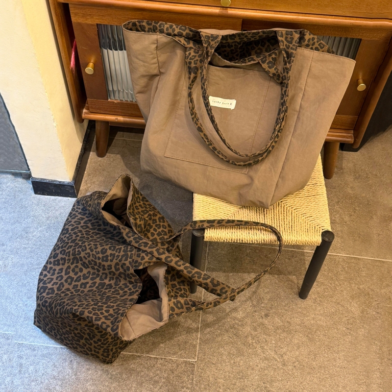 日本LORZ双面帆布包女小众新款休闲慵懒风单肩包大容量通勤托特包