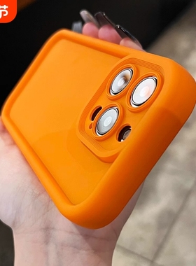 小众不撞款橙色全包硅胶适用苹果14手机壳iPhone13promax新款12高级感11男女16情侣17套x简约防摔多巴胺爆