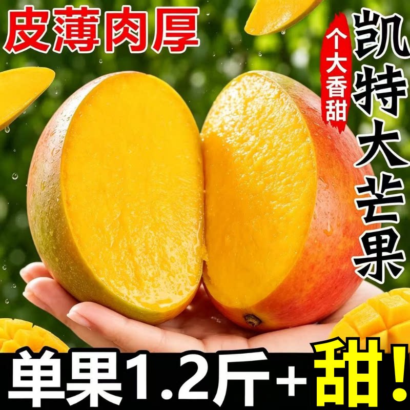 正宗四川攀枝花凯特芒新鲜当季水果肉厚核小多汁大芒果整箱包邮
