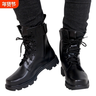 靴子男钢底羊毛登山鞋秋冬季加绒高帮保安棉鞋钢头皮鞋耐磨防滑