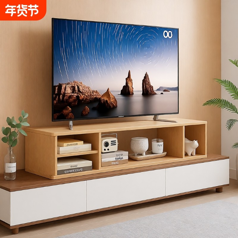 电视机增高架收纳柜电视柜垫高底座加高置物架单层显示器双层原木