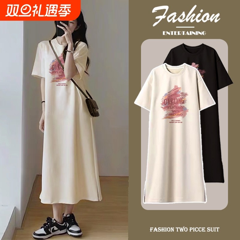 孕妇连衣裙夏装2025新款宽松t恤裙子夏季大码孕妈高级感穿搭长裙