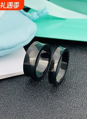 V金镀咪金T家情侣戒指三钻宽窄版男女1837素圈情侣对戒 工厂代发