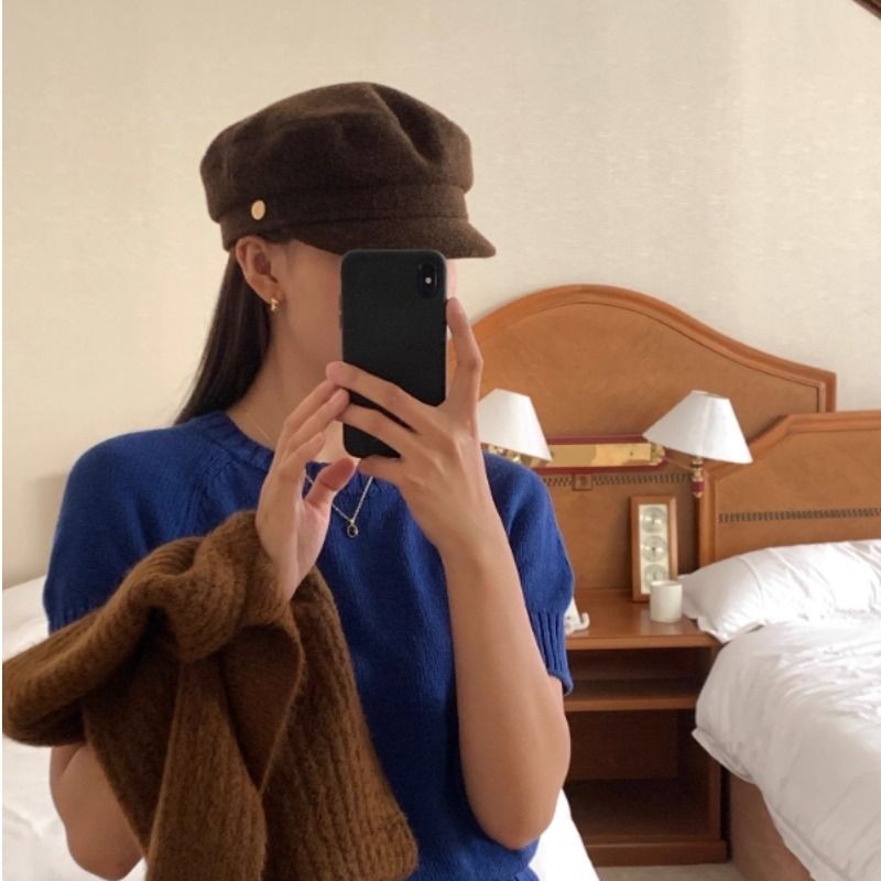 爆款~棕色羊毛报童帽女秋冬百搭贝雷帽子平顶马术帽八角画家帽