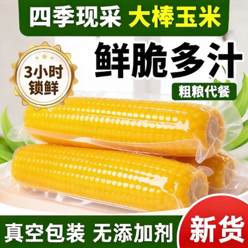2025年新东北黄糯玉米10根真空包装新鲜现摘香粘粘苞米非即食粗粮