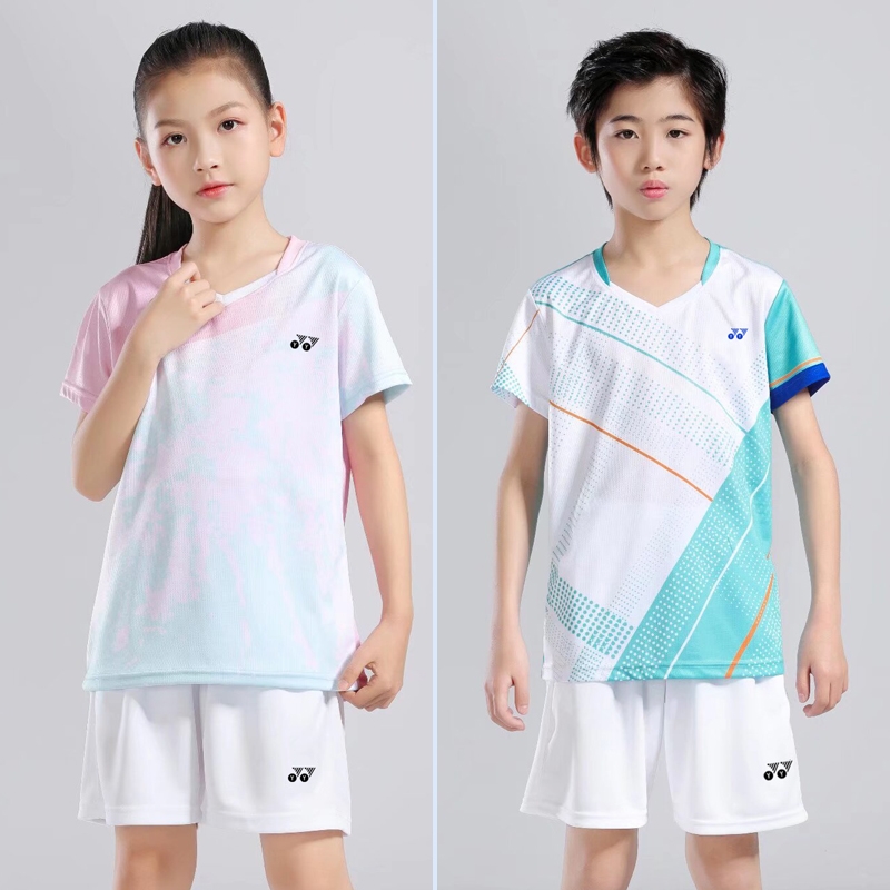 新款yy羽毛球服速干儿童运动套装男女透气短袖网球服乒乓球衣短裤