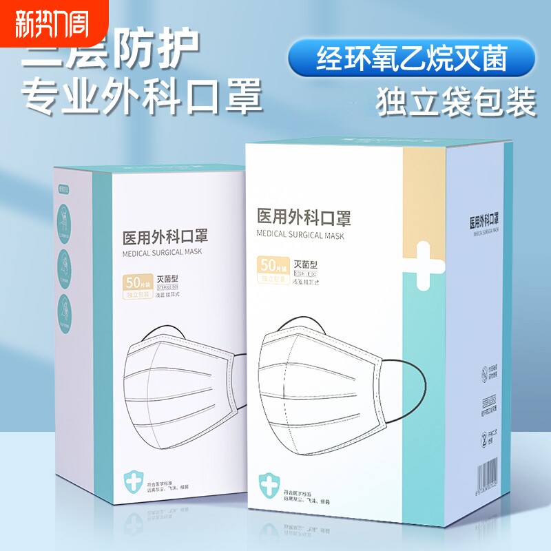 医用外科口罩一次性成人独立包装批发熔喷布灭菌黑色防护白色医学