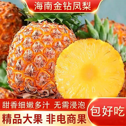 海南金钻凤梨新鲜水果当季芒果手撕菠萝特产脆甜大果应季整箱热带