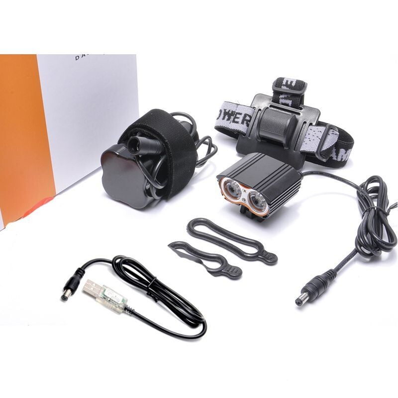 自行车前灯DC5.5接口3.7V4.2V8.4V宽压自行车灯USB供电T6高亮夜骑