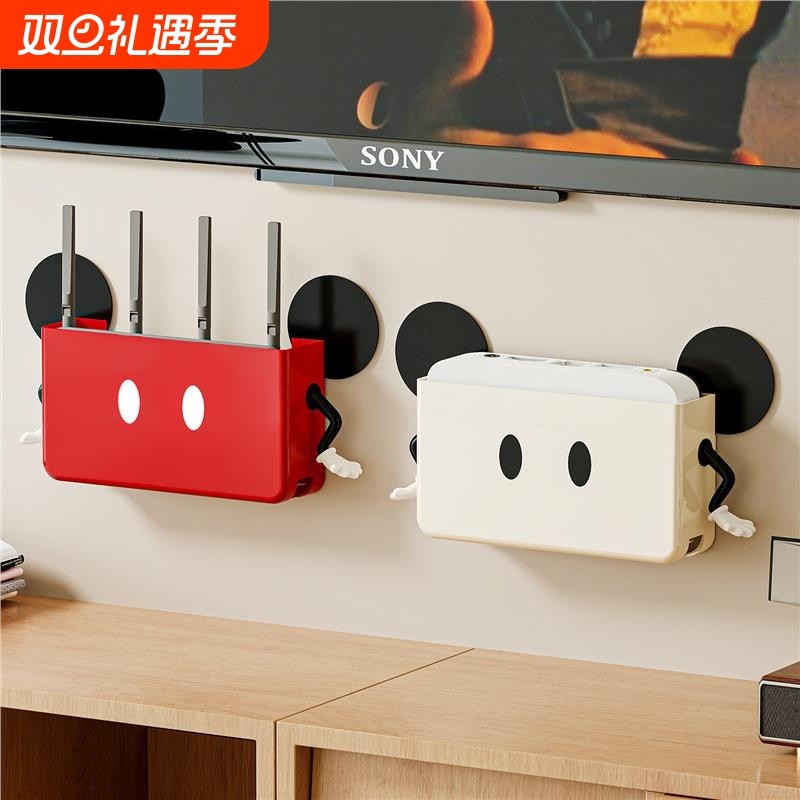 路由器收纳盒wifi上墙放置架光猫电视机顶盒遮丑装饰盒免打孔壁挂