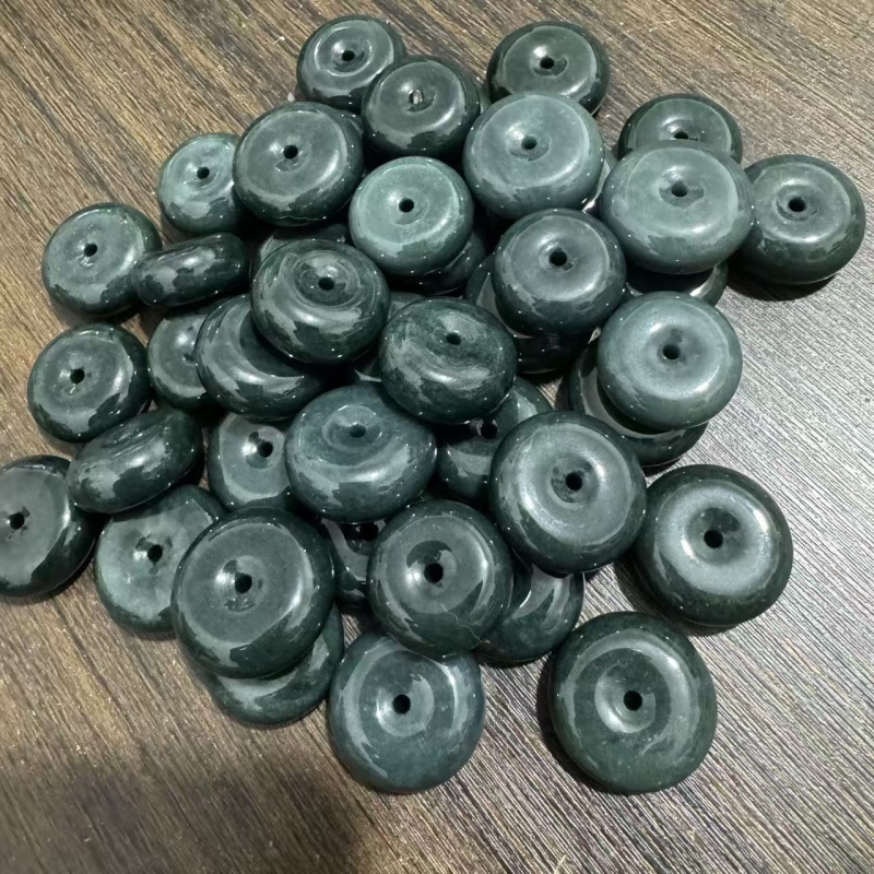 新款翡翠玉石平安扣女士小孩吊坠挂件A货真玉坠冰透冰乌鸡diy饰品