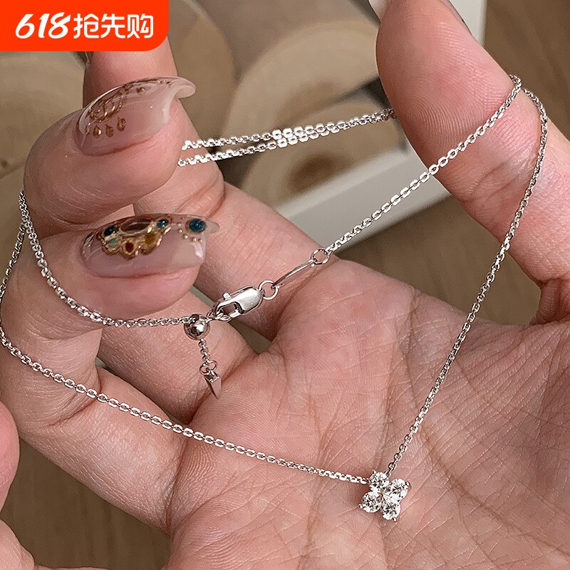 锆石四叶草项链女精致简约通勤百搭锁骨链小众设计感颈链饰品