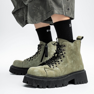 高帮工装 冬季 鞋 休闲青少年男鞋 黑色 英伦风街头个性 大头马丁靴男士