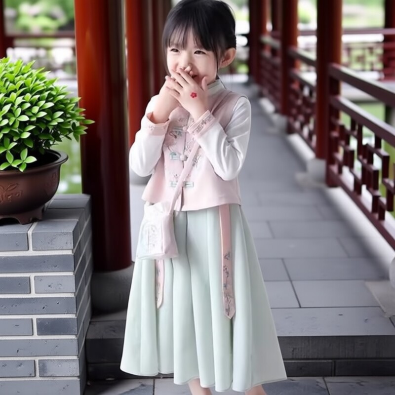 女童春秋汉服古装中国风服装儒裙仙女装儿童唐装宝宝衣服幼童套装