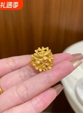 复古金色花塔戒指女百花齐放小众时尚轻奢花朵高级感手饰开口指环