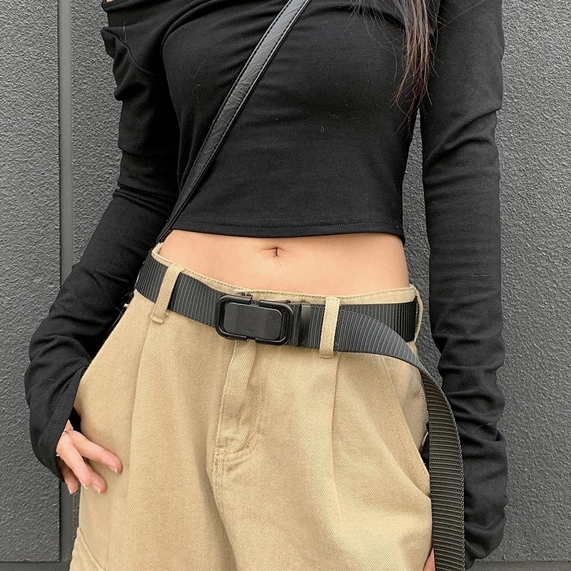 尼龙帆布自动休闲时尚百搭女士皮带加厚加长学生裤带腰带2026松紧