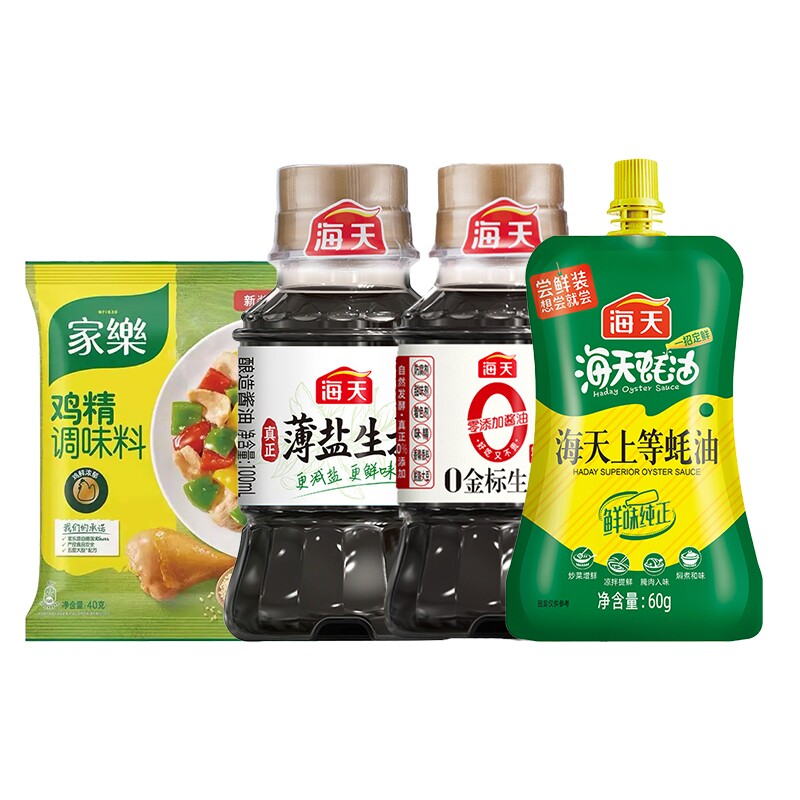 海天蚝油薄盐生抽0金标生抽鸡精图片