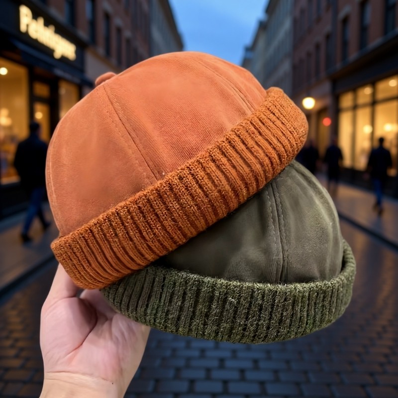 瓜皮地主帽秋冬男女保暖无檐百搭雅痞帽时尚嘻哈街头冷帽日系休闲