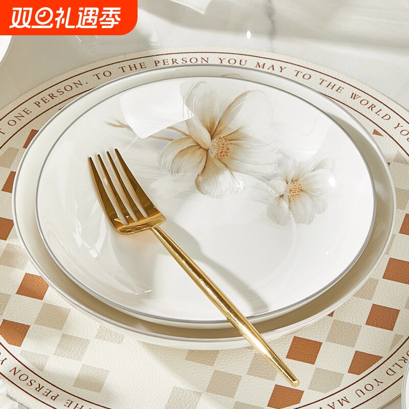 景德镇陶瓷餐具套装2025新款高颜值乔迁碗盘筷碗具碗碟套装家用