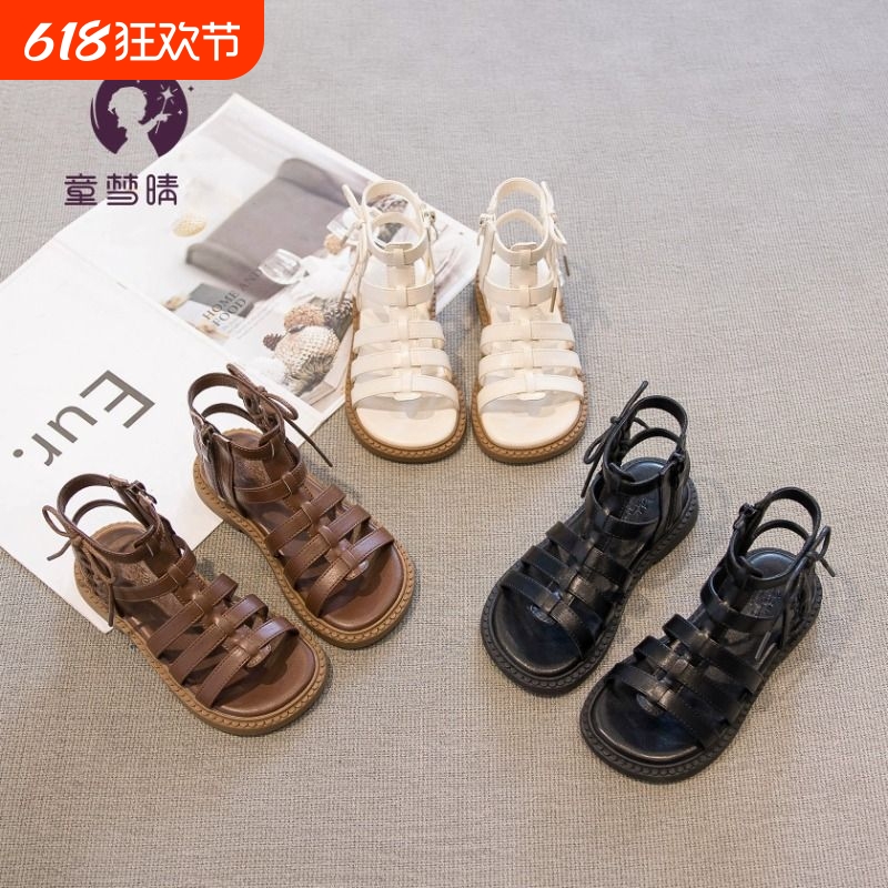 女童凉鞋夏款2025新款夏季儿童罗马鞋女孩公主鞋女宝鞋子大童软底