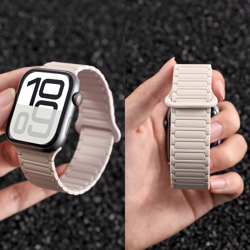 张倩仪同款适用S10苹果S11手表iwatch10表带applewatch9磁吸硅胶S8腕带Ultra女款SE运动8男7高级新款非原装