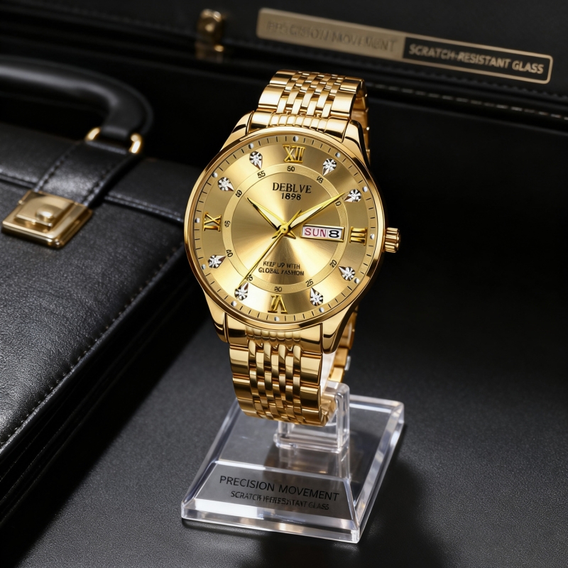 男款手表钢带商务防水石英腕表高级感男士正品名牌全自动非机械表