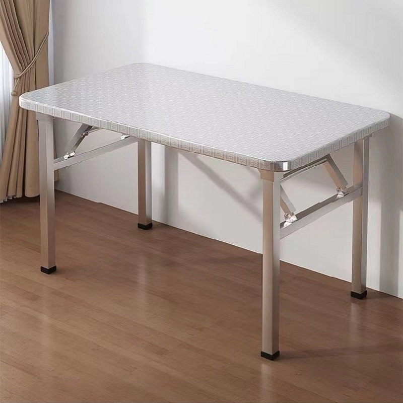 加厚不锈钢折叠桌子家用吃饭长条桌便携式户外摆摊方桌烧烤火锅桌