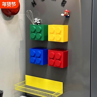 厨房冰箱磁吸置物架侧面边收纳神器吸管收纳架冰箱贴保鲜膜收纳盒