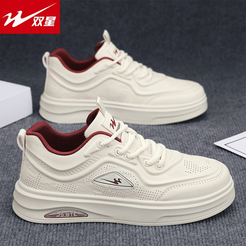 双星时尚男鞋2026新款春季皮面厚底增高小白鞋男运动休闲板鞋潮鞋