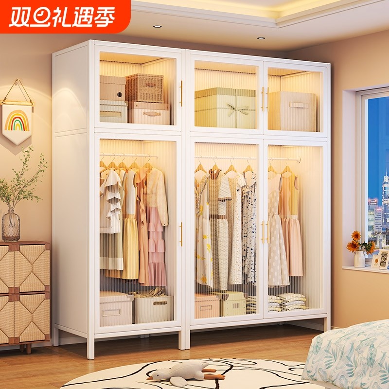 钢制衣柜简易衣柜卧室家用加厚铁艺收纳柜子出租房用儿童宝宝衣橱