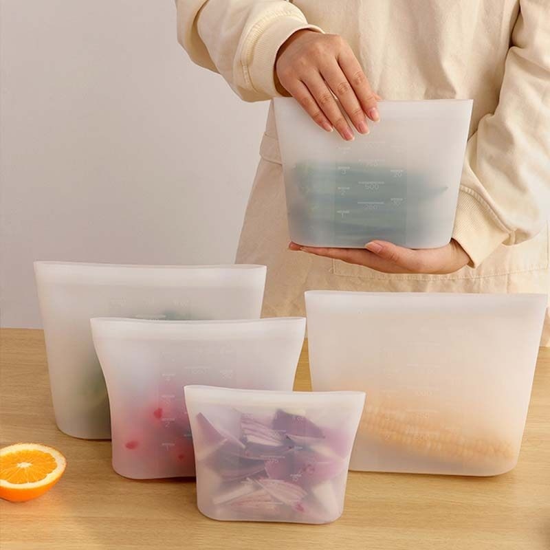 家用铂金硅胶密封袋厨房冰箱食品级保鲜袋蔬菜辅食自封矽膠分装袋