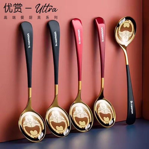 叮当猫不锈钢勺子家用网红精品勺创意ins可爱女神甜品勺多规格