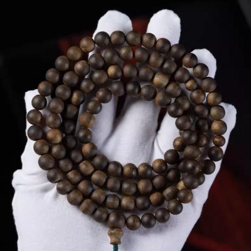 天然达拉干沉香手串手链108 沉水老料文玩佛珠项链手把男女件念珠