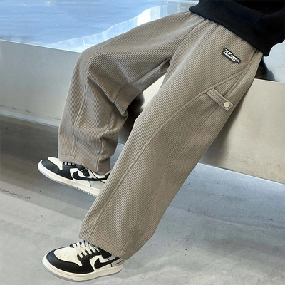 男童裤子2025新款儿童运动裤中大童直筒长裤秋冬装灯芯绒休闲裤