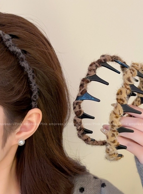 豹纹细发箍女高级感防滑