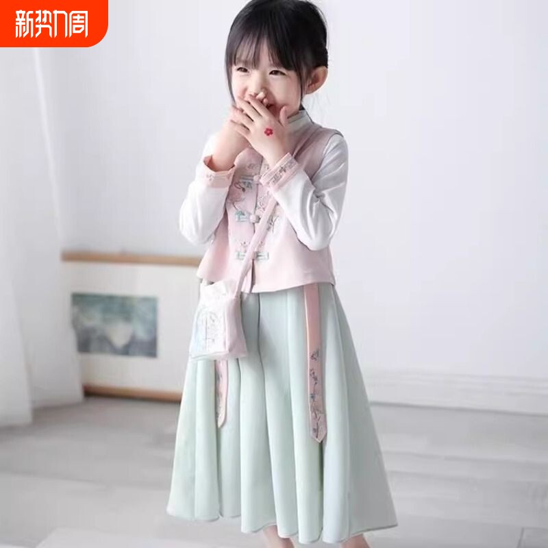 女童春秋汉服古装中国风服装儒裙仙女装儿童唐装宝宝衣服幼童套装