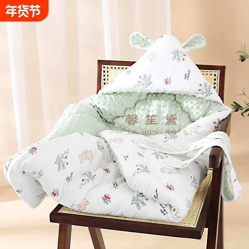 馨笙黛新生婴儿抱被初生恒温包被纯棉秋冬宝宝产房包豆豆绒包裹被,淘宝优惠券,粉丝福利购,淘宝优惠卷