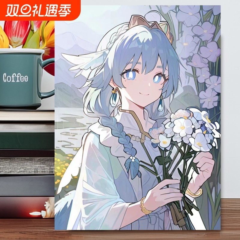 diy数字油画手工手绘生日礼物减压填色画涂色装饰画礼物丙烯风景