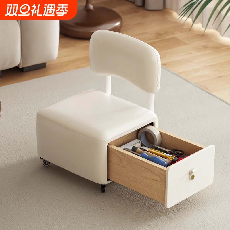 万向轮小凳子家用滑轮矮凳储物凳收纳凳换鞋凳客厅坐凳儿童靠背椅