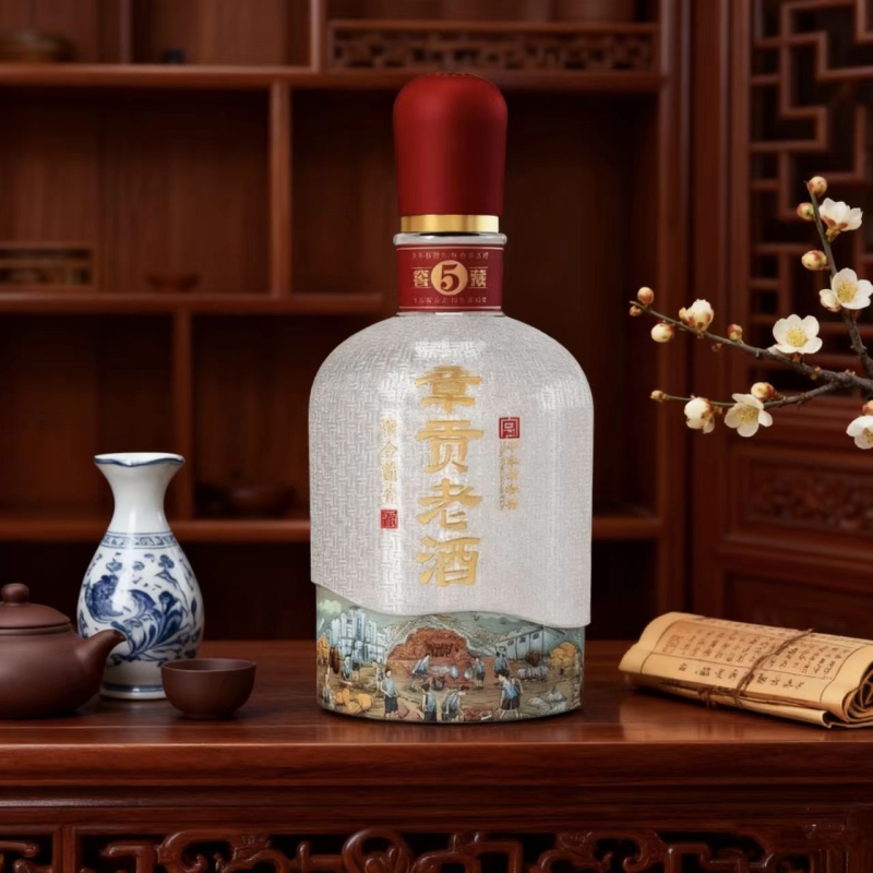 50度章贡老酒窖藏5粮食酒江西章贡王酒馥合赣香白酒酒年份百年