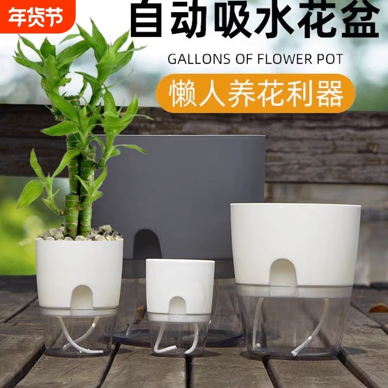懒人自动吸水花盆塑料花盆简约仿陶瓷绿萝箩多肉花盆室内水培花盆,鲜花速递/花卉仿真/绿植园艺,花盆,淘宝优惠券,粉丝福利购,淘宝优惠卷