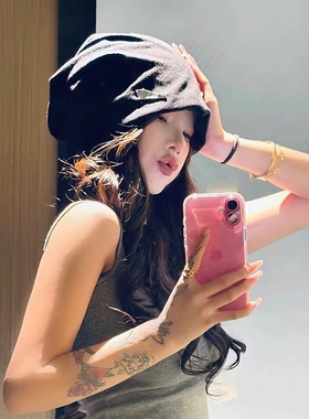 黑色冷帽子女2025新款高