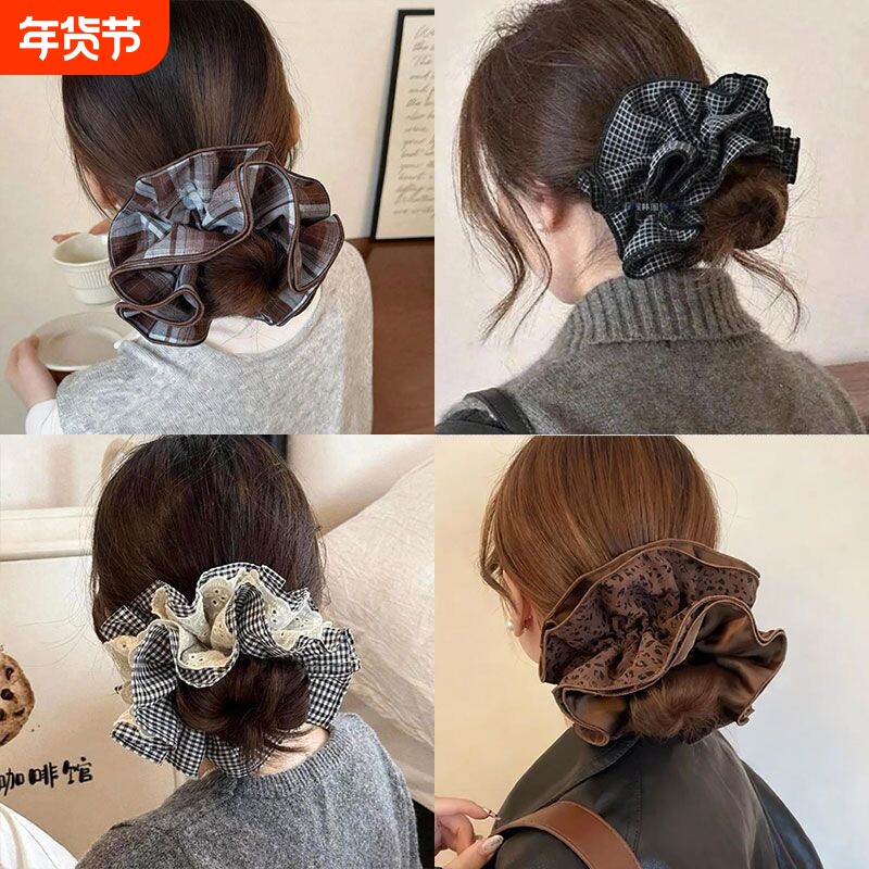 韩系豹纹大肠发圈女高级感丸子头超大号扎头发百搭成熟发饰头绳