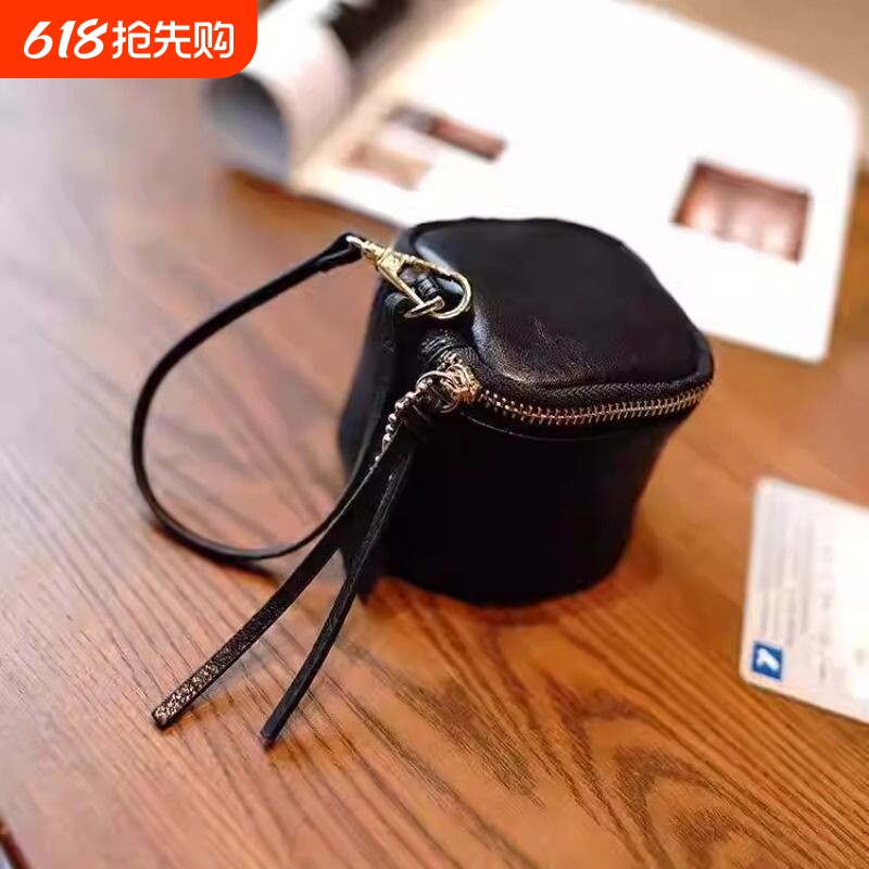 口红硬币收纳包大容量手拎零钱包迷你钥匙包小挂包耳机收纳袋红色