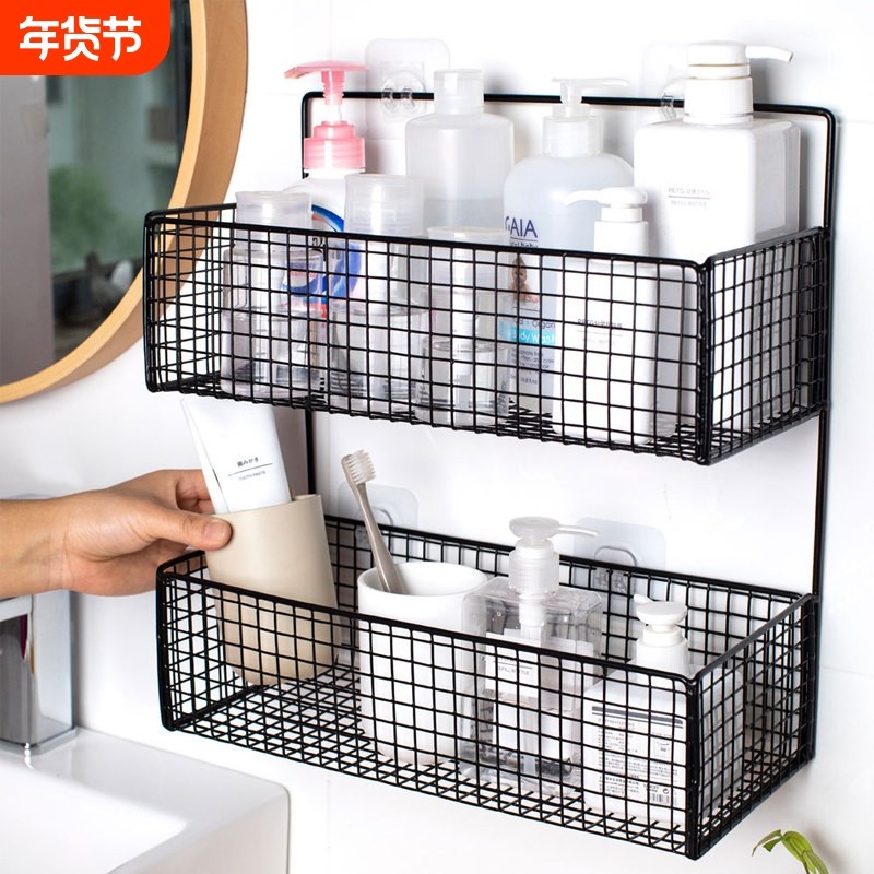 浴室置物架免打孔卫生间厕所墙上壁挂式收纳架厨房卧室多层收纳筐,家庭/个人清洁工具,浴室角架/置物架,淘宝优惠券,粉丝福利购,淘宝优惠卷