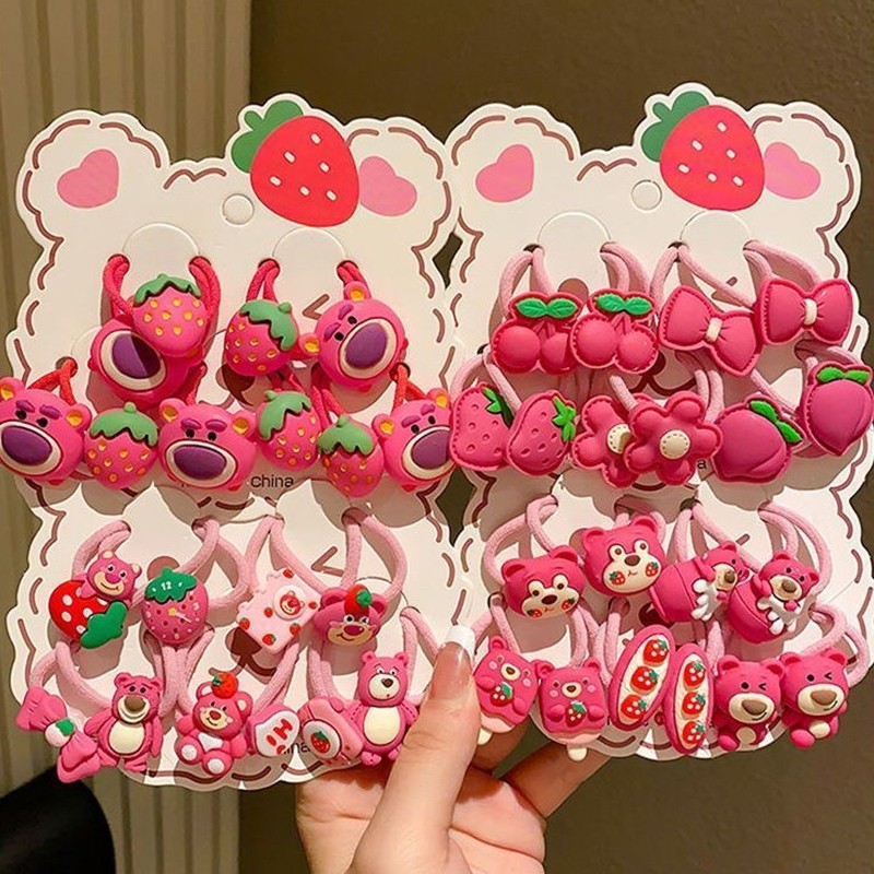 发饰发圈草莓熊发绳女孩扎头发儿童橡皮筋不伤发头绳饰品头饰高弹