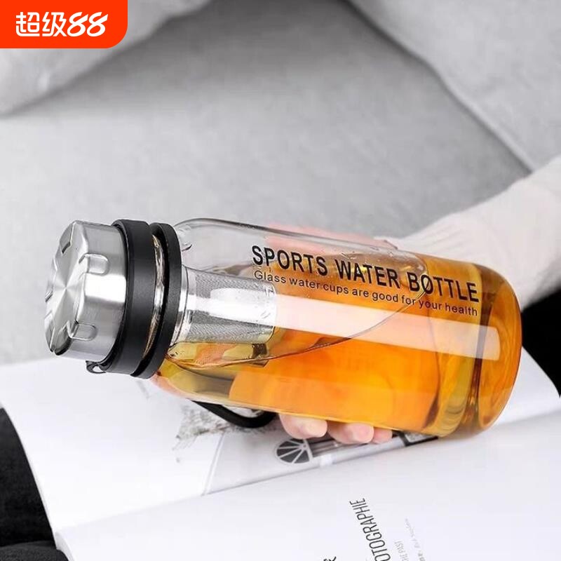 单层玻璃杯大容量泡茶杯健身户外运动水瓶车载水杯隔热杯子高硼硅