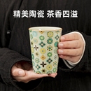 汝窑茶杯主人杯陶瓷可乐杯饮料杯个人杯单杯大容量办公杯水杯青花