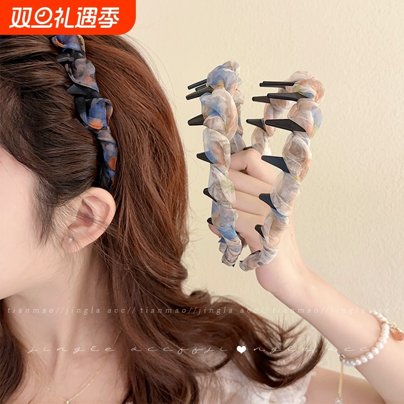 网纱波浪发箍女2025新款高颅顶日常外戴头箍洗脸专用防滑发卡头饰